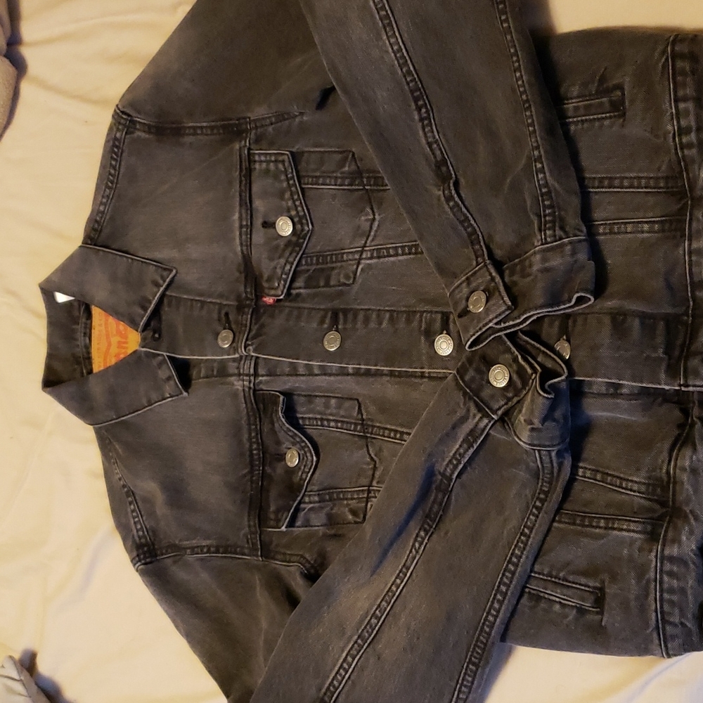 Levis Faded Black Trucker Denim Jacket sz M